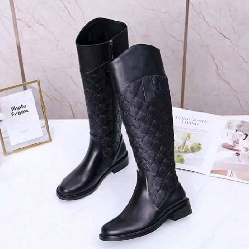 Luxury Designer boots women's Martin wooden cowboy snow black leather luxury high heels