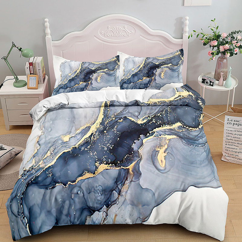 Beddengoed stelt marmeren beddengoed set kingqueen maat grijs goud marmeren dekbedovertrek mannen volwassenen moderne abstracte kunstd kleurstof gotische zachte quilt cover 220901