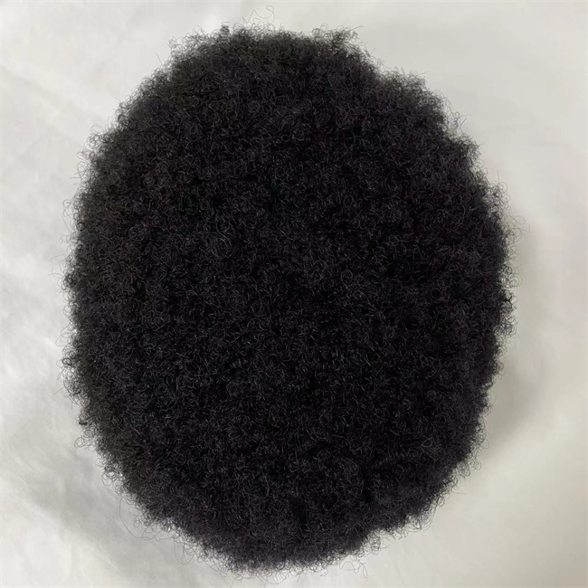 BIG SALE!! European Virgin Human Hair Replacement 4mm Afro Toupee #1b Full Swiss Lace Units for Black Men