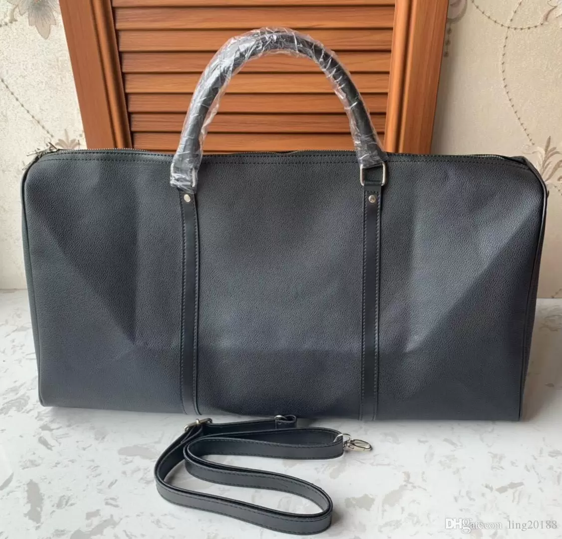 2022 Novos homens Mulheres Mulheres Bolsas de Viagem Duffle Bolsas de Bolsas de bagagem de couro PU PU 55cm