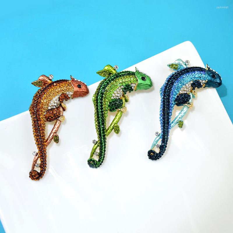 Broches cindy xiang strass lagarto broche grande animal pino 3 cores disponíveis liga material inverno casaco acessórios alta qual266a