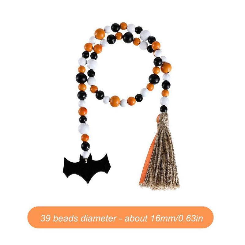 Décoration de fête set Halloween guirlande de perles en bois ornement perlé avec glands perles de ferme mur chapeau de sorcière 220901