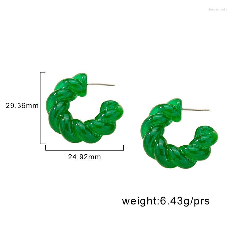 Pendientes de aro Ujbox Fashion Green Yellow Acrylic Resin For Women Texture Party Holiday Accesorios enteros Bulk242i