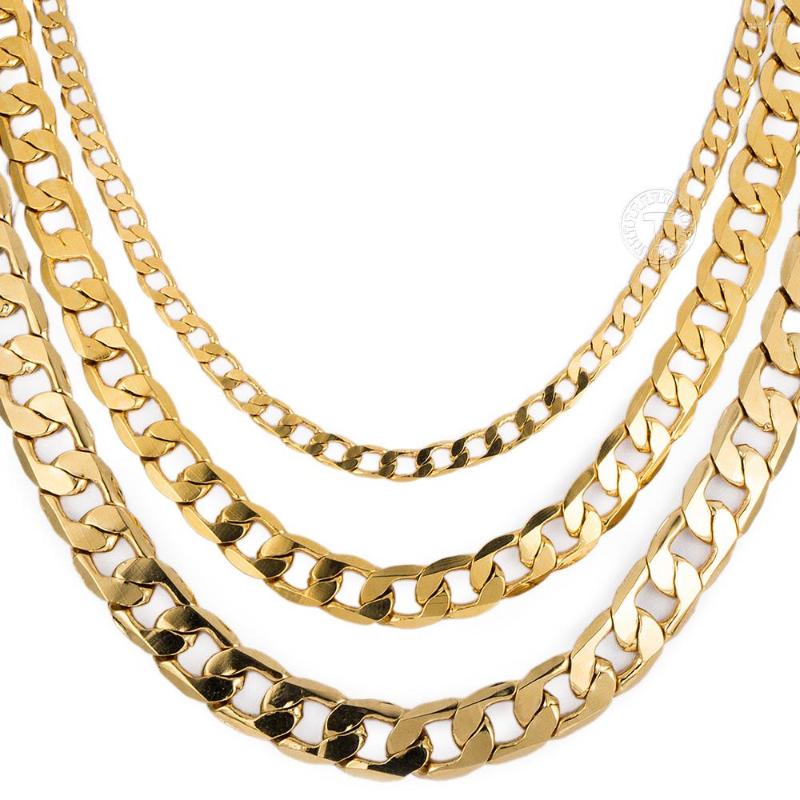 Chaînes Mode Cadeau Gold Chain Colliers pour hommes Femmes Bijoux Mens Collier Rempli Curb Cubain Link2397