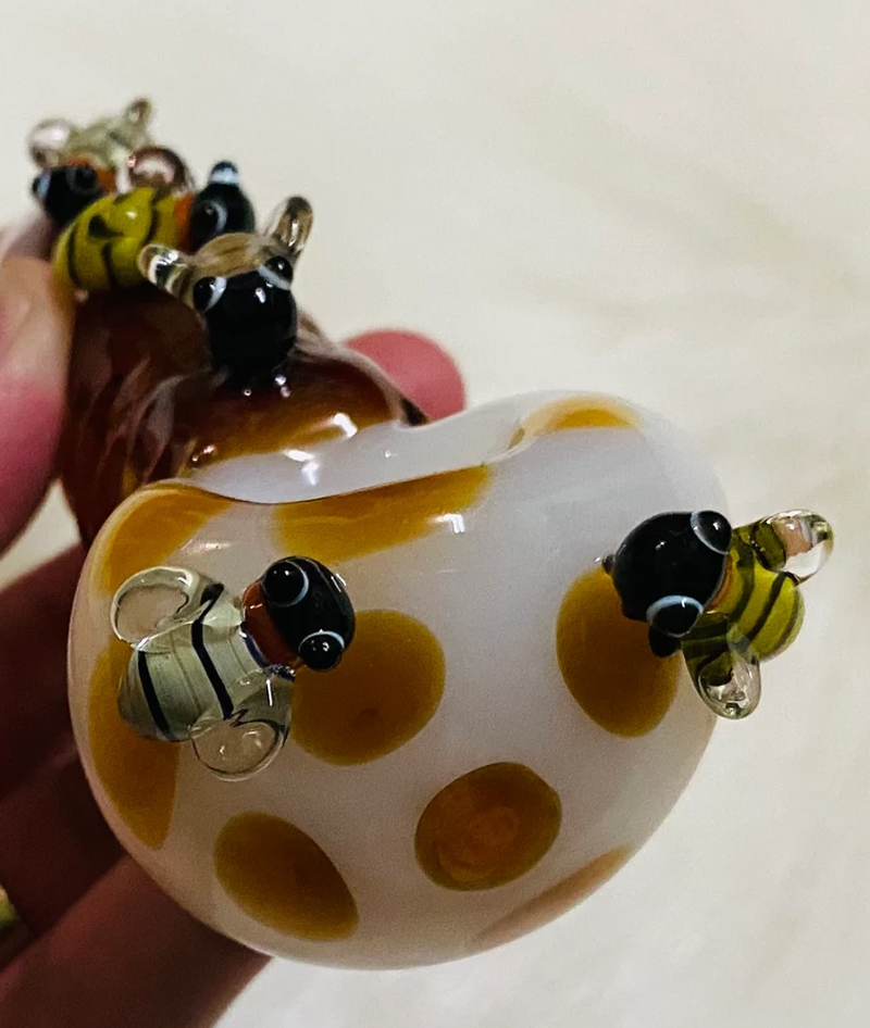 Vintage schattige bijenglas rookpijp bonghaakpijp kan een klantlogo plaatsen door dhl ups cne