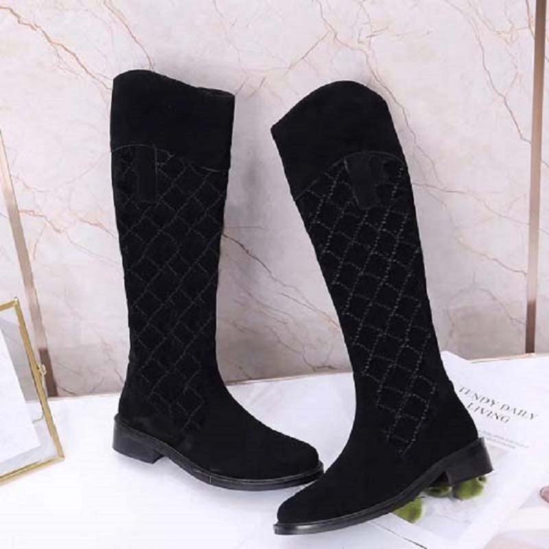 Luxury Designer boots women's Martin wooden cowboy snow black leather luxury high heels