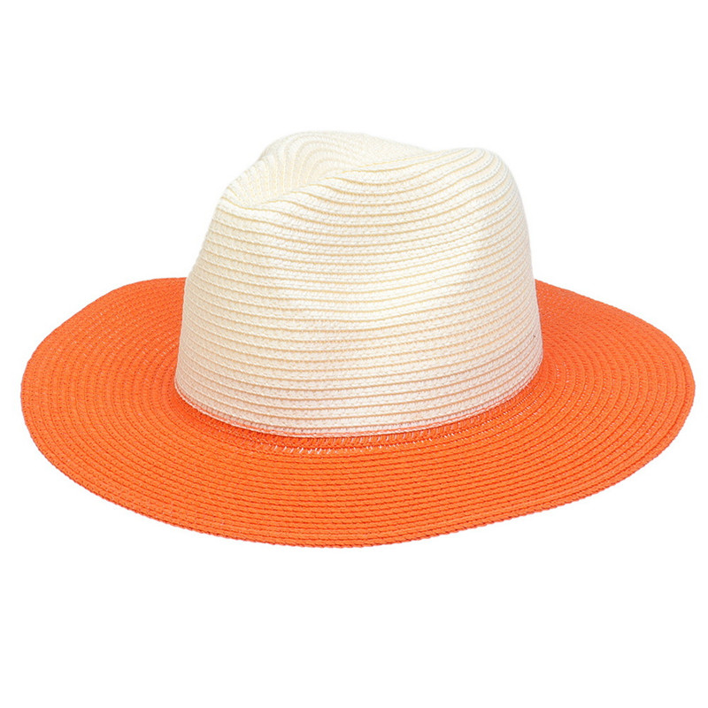 Panama Jazz Straw Hat Spring Summer Shade Hats Women Men Patchwork Cap Women's Double Color Caps Men's Sunhat