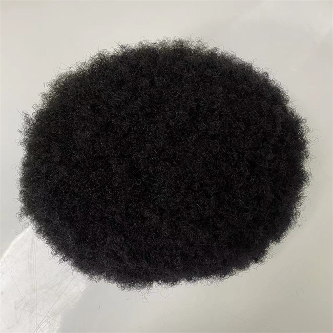 BIG SALE!! European Virgin Human Hair Replacement 4mm Afro Toupee #1b Full Swiss Lace Units for Black Men