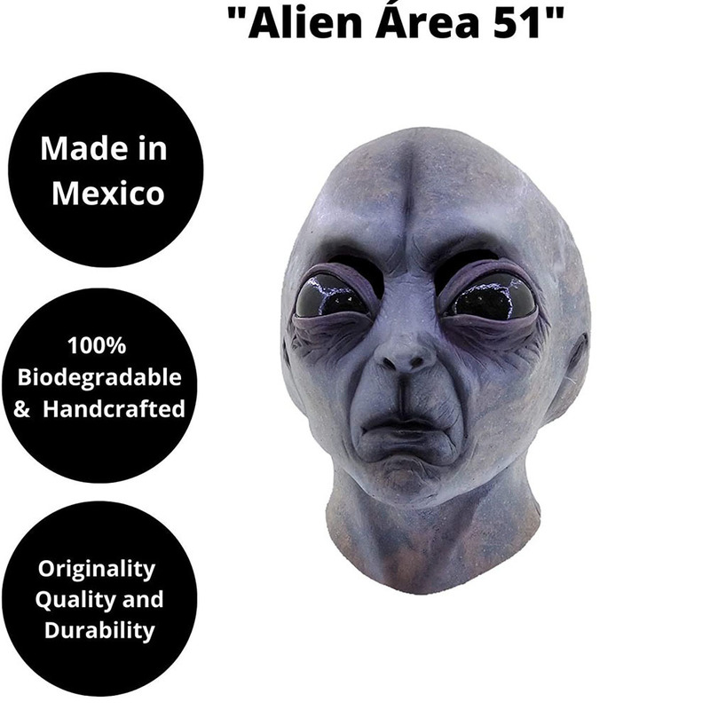 Party Masks Area 51 Alien Helmet Mask Halloween Cosplay Horror Funny LaTex Full HeadDress Mascaras Costume Masquery 220901