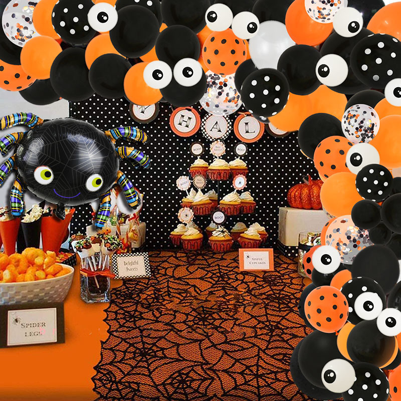 Украшение вечеринки Halloween Латексные воздушные шары гирлянда набор Arch Orange Black Spider Globals Kids Birhtday Gifts Toy 220901