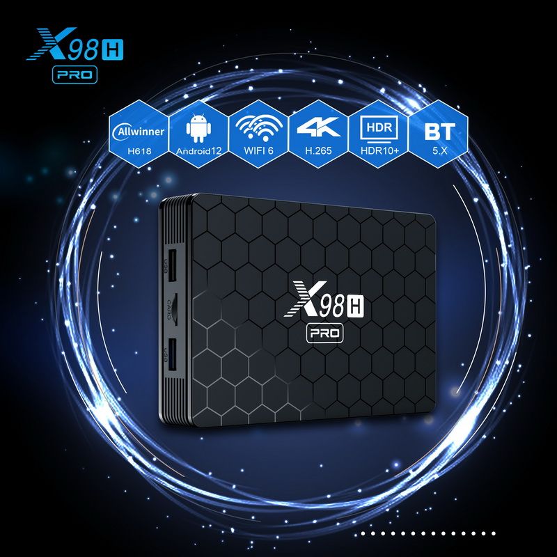 X98H PRO SMART TV BOX ANDROID 12 ALLWINNER H618 4G 32G 64G TVBOX 2.4/5GデュアルWIFI6 1000M BT5.0 H.265 4Kメディアプレーヤーセットトップボックス