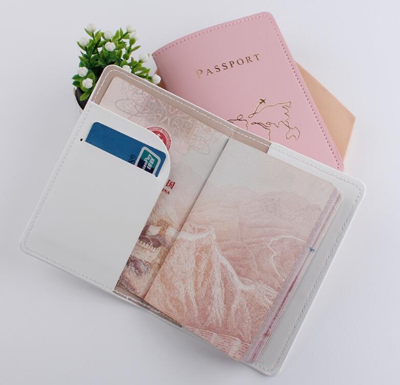 Map Passport Cover Luggage Tag Bag Accessories With Name Card Holder Leather Superior Quality Pink Black Fashion Wedding Gift