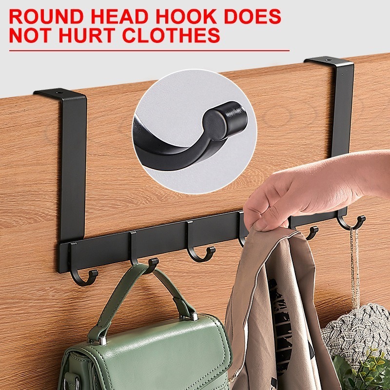 Ganchos trilhos de ganchos sobre a porta 5 ganchos Organizador de banheiro casa Rack Rack Coat Hapter Hanger Toalheiro Acessórios da cozinha do banheiro 220901