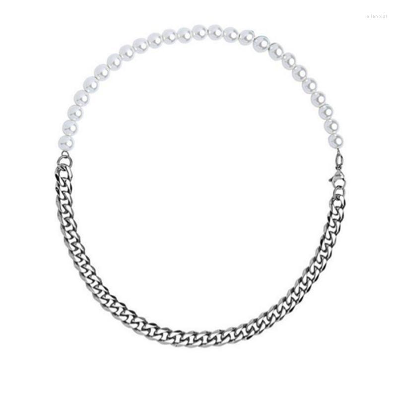 Chaînes 2022 S Acier inoxydable Miami Cuba Chaîne et demi-collier de perles de 6 mm pour hommes femmes Gold Chocker195E