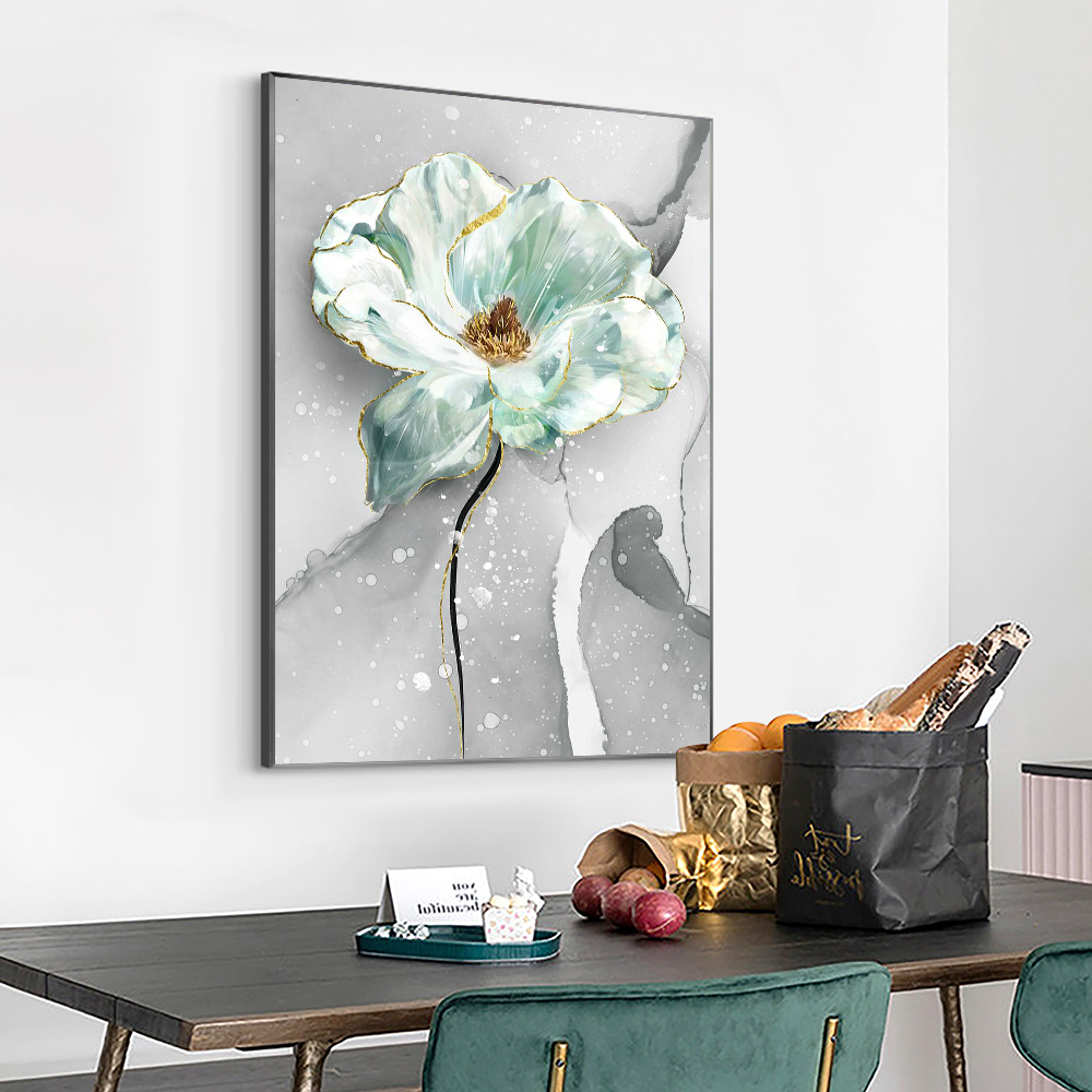 抽象的な水彩の花のキャンバス絵画北欧の現代の植物ポスターとプリントリビングルームの家の装飾のための壁アート
