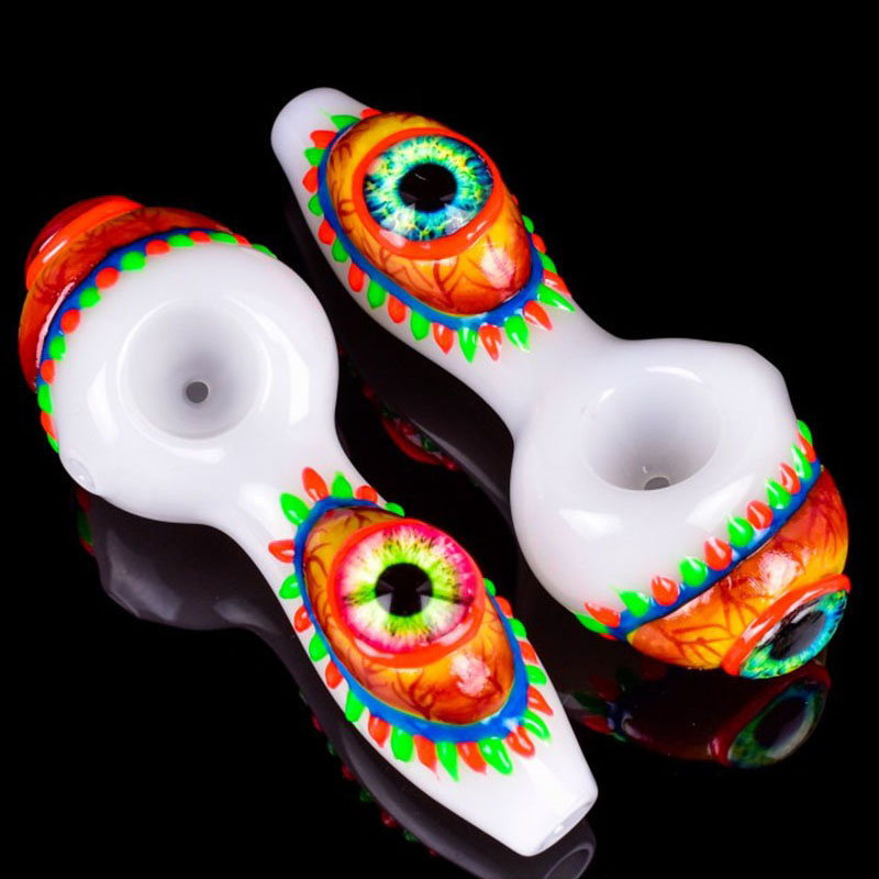 Renkli Gözler Pyrex Kalın Cam Borular Taşınabilir Yenilikçi Tasarım Dekoratif Kuru Bitki Tütün Filtresi Bong Handpipe El Yapımı Yağ Donanları Sigara Dhl Ücretsiz