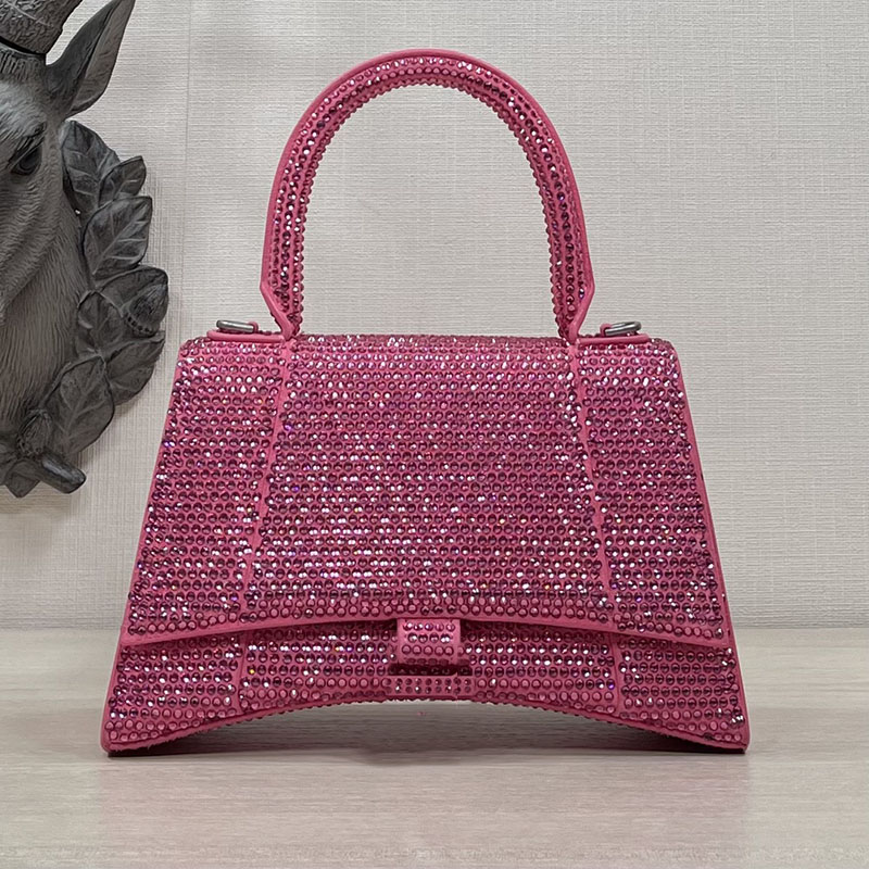 Strass Sanduhr Tasche Top Qualität Schimmer Umhängetasche Halbmond Tasche Handtasche Frauen Hobo Geldbörsen Echtes Echtes Leder Diamanten Should235M