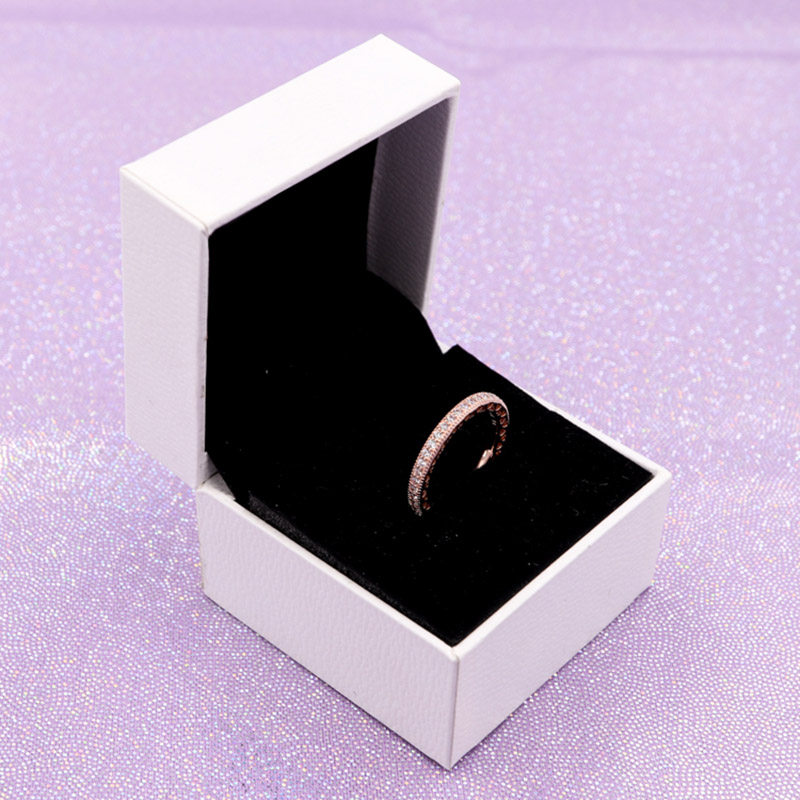 로즈 골드 스파클 하트 링 여성 남성 팬도라 스털링 실버 여자 친구 선물 반지를위한 전체 CZ 다이아몬드 웨딩 보석 오리지널 박스