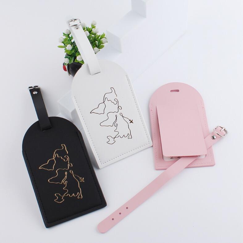 Map Passport Cover Luggage Tag Bag Accessories With Name Card Holder Leather Superior Quality Pink Black Fashion Wedding Gift