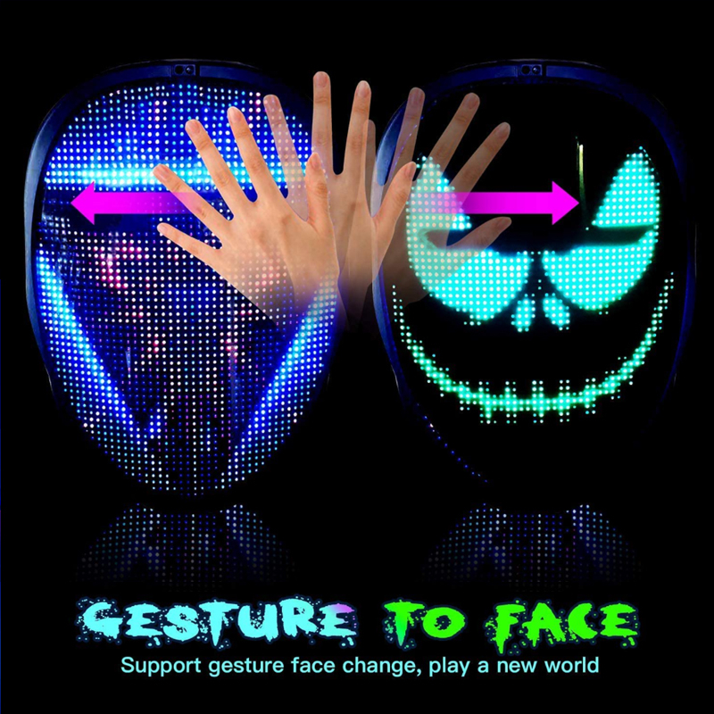 Party Masks Bluetooth LED FullColor Facechanging Glowing App Control DIY Picture Programmerbar Halloween Cosplay Decor 220901