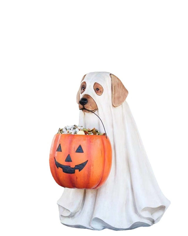 Andere feestelijke feestbenodigdheden Halloween Decoratiehars Figurines Leuke puppy pompoen standbeeld Candy Box Garden Dcor Hallowen ornamenten voor thuisdecor 220901