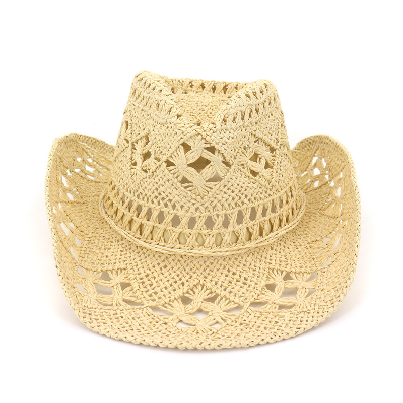 Wide Brim Hats Summer Outdoor Men Women Handwoven Western Cowboy Straw Breathable Beach Jazz Cap Sun Protection Hat 220901