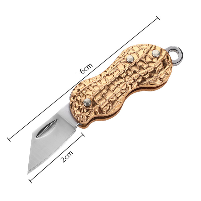 Tragbare Edelstahl-Klappmesser-Halskette, kreative Erdnuss-Anhänger-Halsketten, Mini-Taschenschlüsselmesser