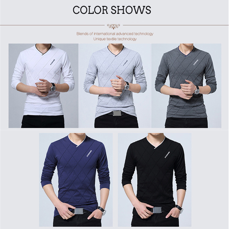 Magliette da uomo BROWON Moda Uomo T-shirt Slim Fit T-shirt personalizzata Crease Design Long Stylish Luxury V Neck T-shirt Fitness Tee Shirt Homme 220902