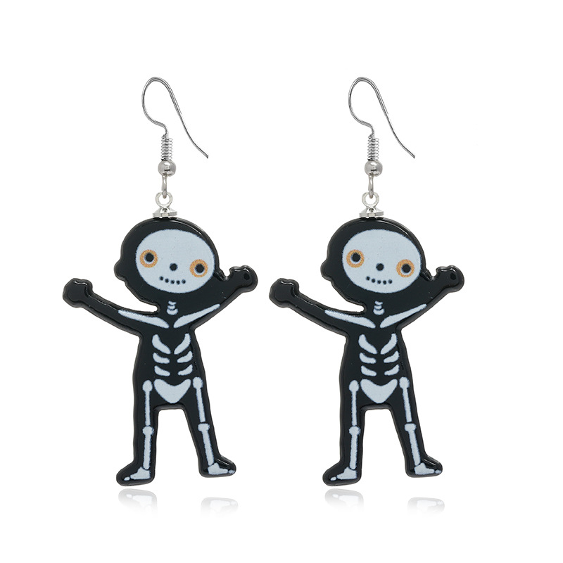 Pendientes colgantes de acrílico con temática navideña de Halloween, con estampado de calavera fantasma y calabaza, pendientes de araña, regalos de joyería para mujeres, niñas y niños, bonito regalo de joyería