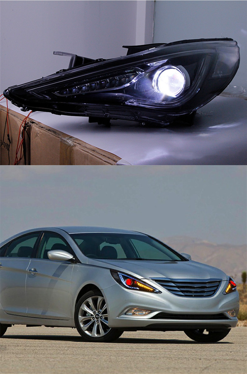 Lâmpada dianteira automática para hyundai sonata 8 2010-2014 led sinal de volta faróis diurnos substituição de luzes de cabeça de feixe alto