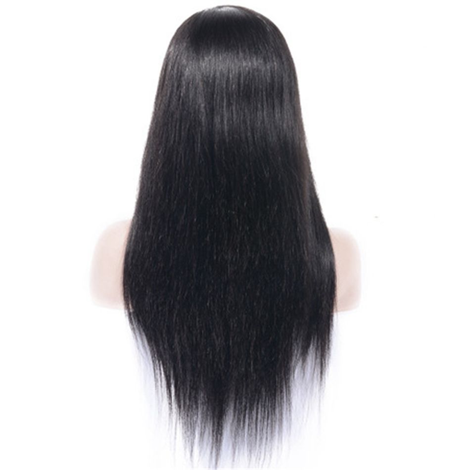 Perucas de cabelo humano indiano Parte de renda reta Perucas frontais de cor natural Remy Hair com franja