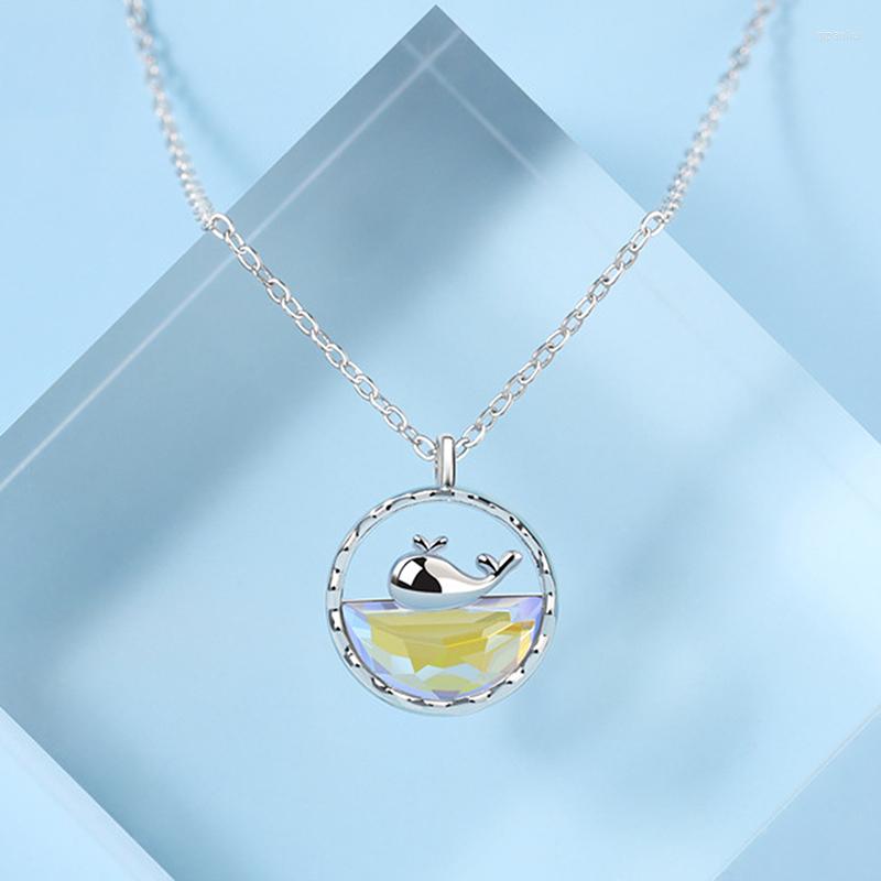 Pendant Necklaces 925 Stamp Whale For Women Magic Color Blue Sea Clavicle Chain Ocean Series Fashion Silver Jewelry250d