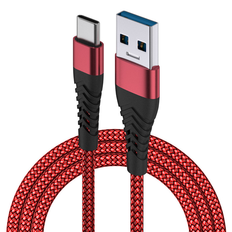 4 renk dokuma USB kabloları 1m 2M 3M 3A Tip C USB-C Telefon Kabloları için Cep Telefonu Örgülü Şarj Cihazı Hızlı Şarj Kablosu