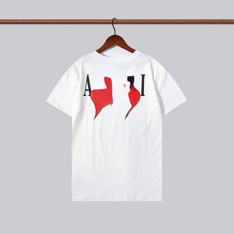 Hjärtformat alfabetet tryck T-skjortor Kort ärm för män och kvinnor