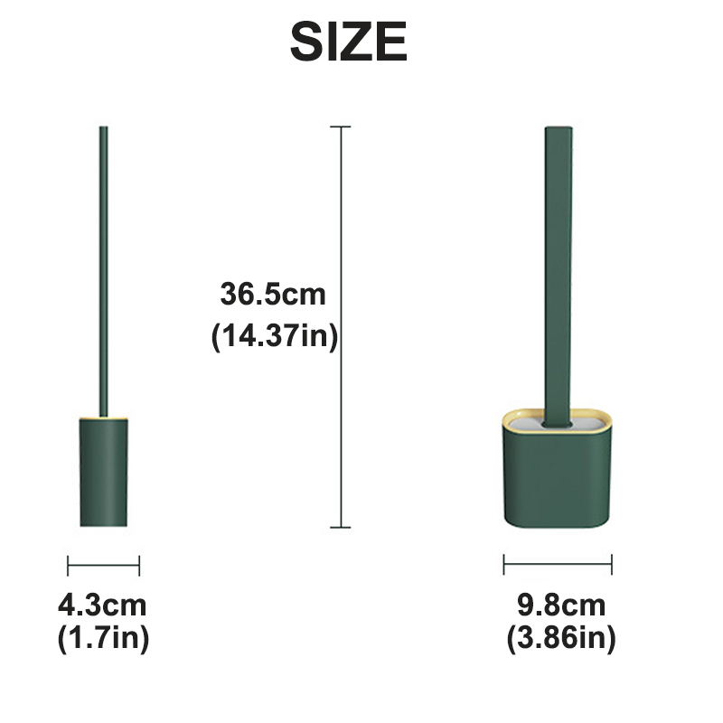 Toilettenbürstenhalter aus Silikon, flach, mit Halter-Set, langer Griff, schwarzer Reiniger, Wand-WC, Badezimmer-Zubehör 220902