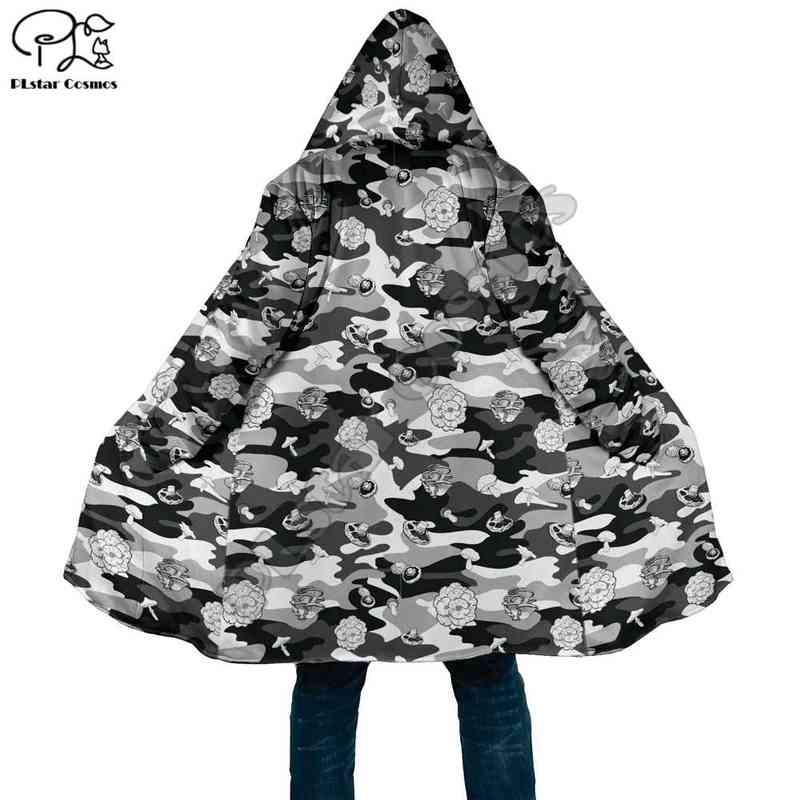 Herenpakken blazers plstar cosmos camouflage champignon 3d geprinte winter mannen/dames capuchon lagen fleece windbreker uisex casual warme overjas m3 l220902