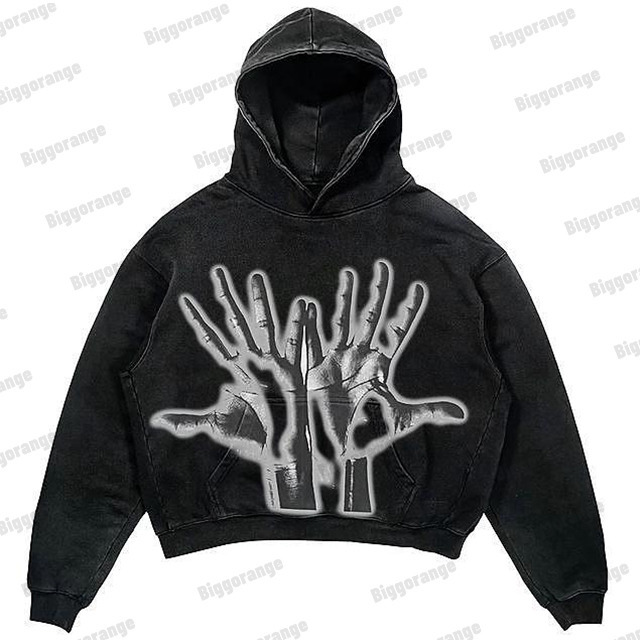 Mens Hoodies Sweatshirts Desen Retro Sokak Giyim Büyük Boy Hoodie Man Moda Gotik Punk Yuvarlak Boyun Külot Harajuku Grunge Sweatshirt Man Kıyafet 220902