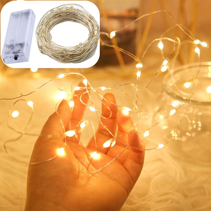 Juldekorationer 30 lysdioder Fairy Lights Copper Wire String Tree Holiday Outdoor Garden Lamp Garland Wedding Party Supplies 220901