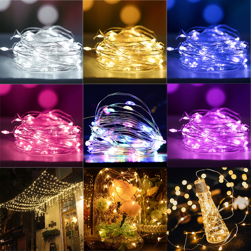 Juldekorationer 30 lysdioder Fairy Lights Copper Wire String Tree Holiday Outdoor Garden Lamp Garland Wedding Party Supplies 220901