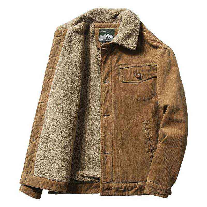 Men's Jackets Men's Jacket Men Warm Corduroy Jackets Fur Collar Winter Casual Jacket Outfit Male Thermal Jean Jacket Men Streetwear L220902