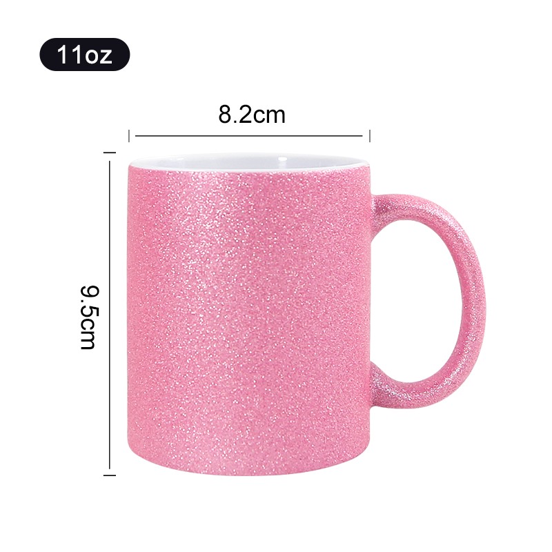 US Warehouse 11oz Sublimation Blank Ceramics Mugs Thermal Transfer Rough Pink Glitter Mug with Handle DIY Coffee Water Bottle B6