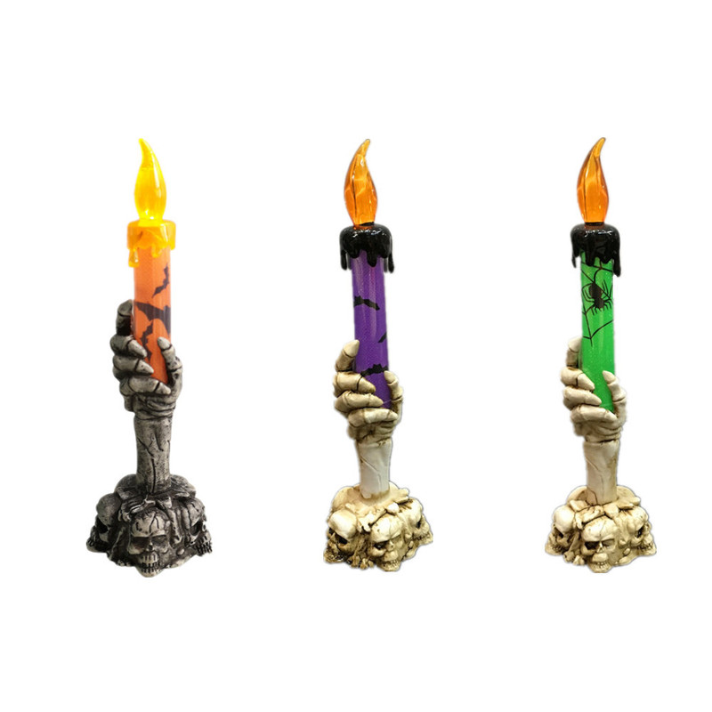 Altri articoli feste eventi LED Candele di Halloween Luci Testa di teschio Fantasma Mano Decorazioni di Halloween Spaventoso casa stregata Puntelli Horry Funy Skeleton Lamp 220901