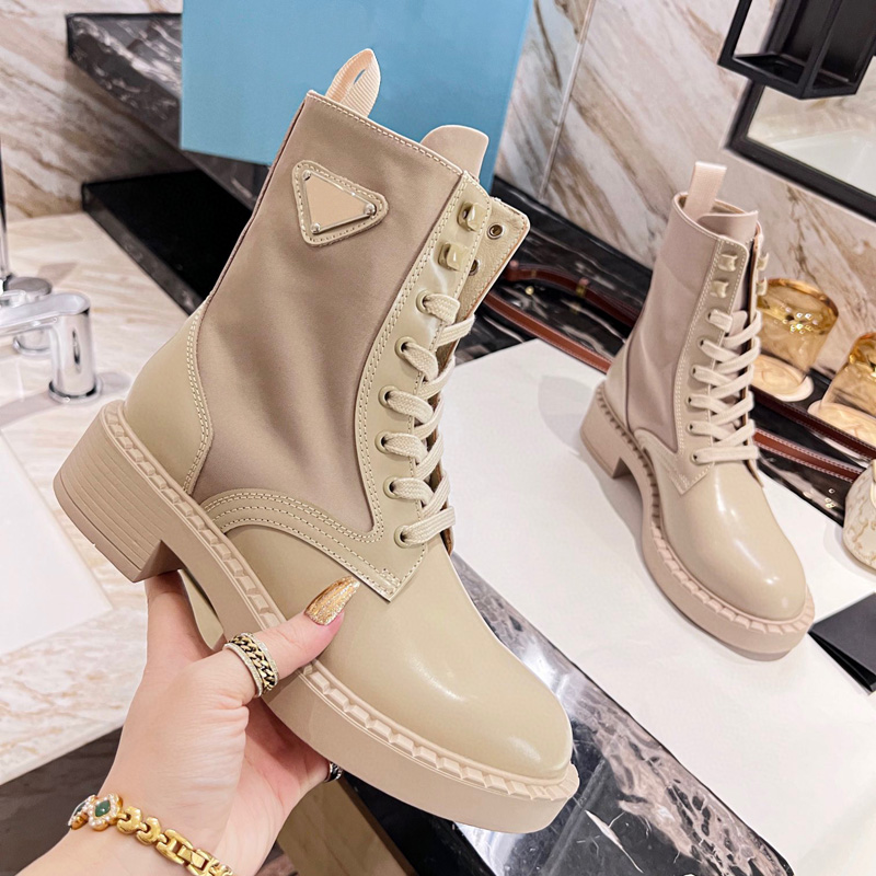 2022 Women Designers Rois Boots Ankle Martin Boots and Nylon platform Luxury Boot military inspired genuine leather combat bouch attached to the with bags Box 35-40