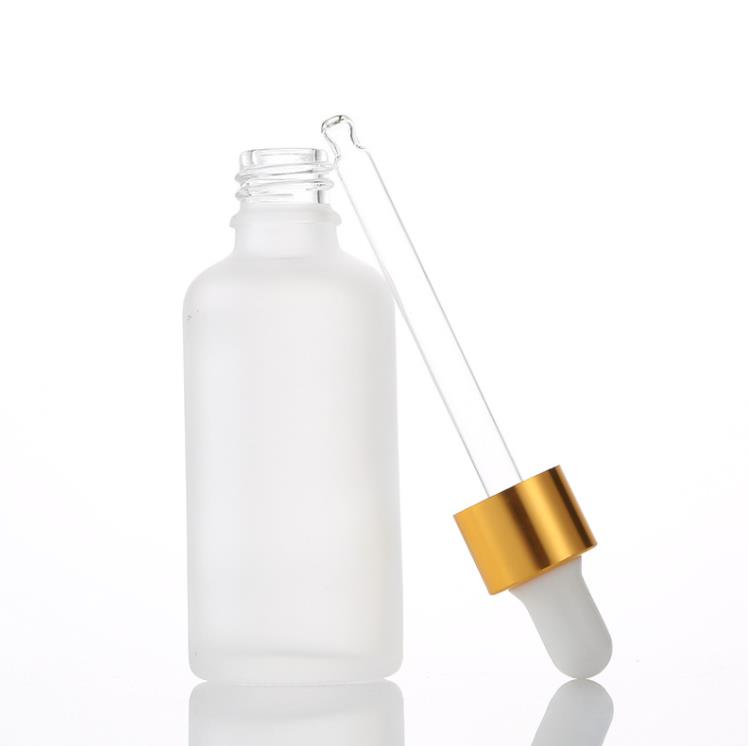 Frosted Essential Oil Glass Bottle 30ml Pack Press Lotion Druppelaar flessen-perfume Cosmetische reizen Easy draagtubpakken Sub-packing flessen SN4841