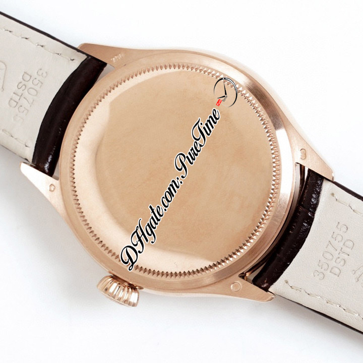 Data EWF Cellini 50519-0010 A3165 Automatyczna męska zegarek 39 mm Rose Gold Black Teksturę Brązowe skórzane zegarki Super Edition Watches Ta Series Karta gwarancyjna D4