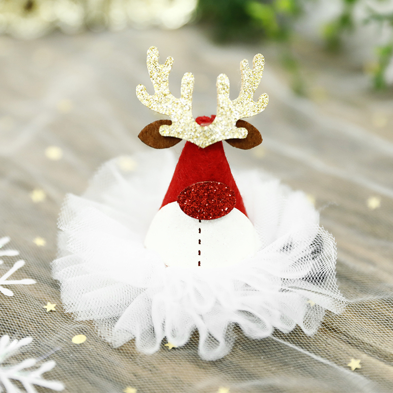 Noel dekorasyonları Noel dekorasyonları peluş kırmızı şapka saç tokaları geyik dekoru parıltı saç klipleri Noel Baba Noel Kostüm Saç Aksesuarları 220901