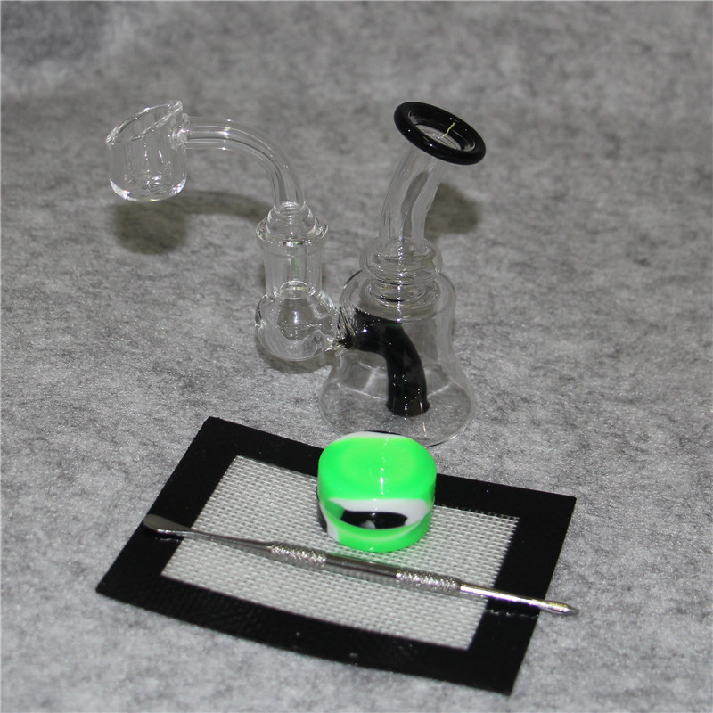 Glass Bong Oil Rigs Hookah Glass Recycler Water pipe Dab Rig joint size 14mm With Quartz banger nail bowl dabber tool