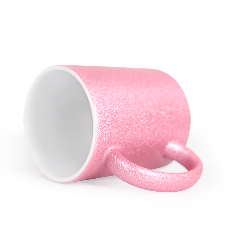11oz Sublimation Blank Glitzer Keramik Becher Pink Handgriff DIY Farbe Innen und Hinterbecher Geschenkübertragung Tumbler Glas Neues Übersee Lager /Gehäuse B5