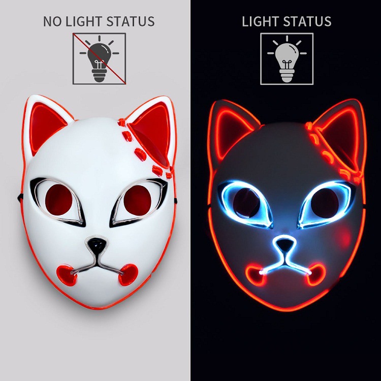 2022 LED TOYMASS MASK Demon Slayer Tanjirou Mask Sabito Mascarilla Makomo Cosplay Masques Halloween 71