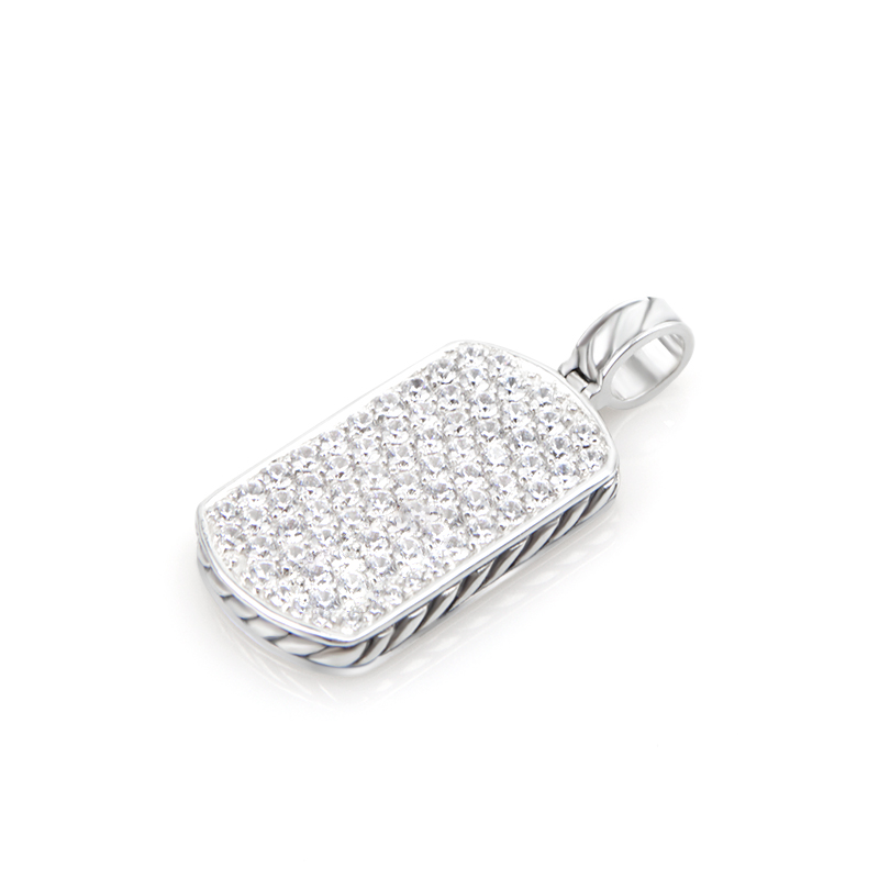 Halskette 925 Silber Herrenschmuck Pave Schwarz Weiß Diamant Erkennungsmarke Halsketten Design Schmuck Anhänger Weihnachtsgeschenk